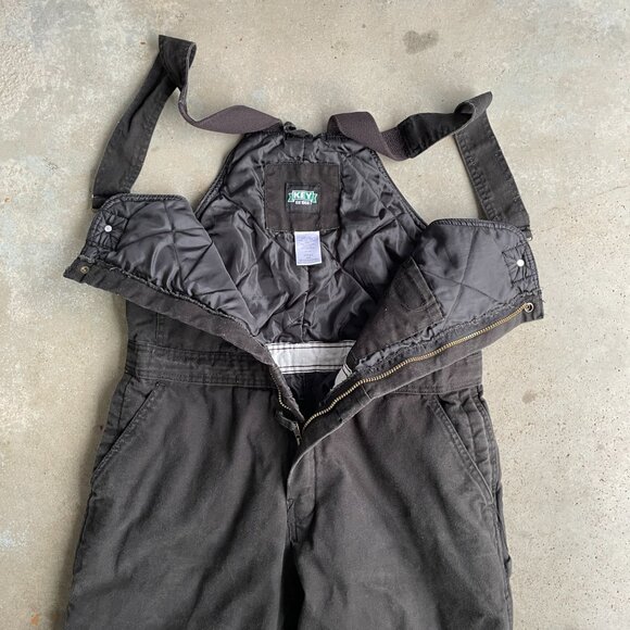 Key Bib Overalls Insulated Black Canvas Men’s Size 34x27 - Picture 7 of 8